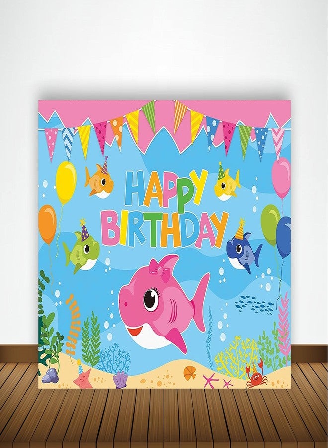 Theme My Party Baby Shark Birthday Party Supplies, Baby Shark Party Decorations with Happy Birthday Backdrop Banner (6FT X 4FT) - Image 1